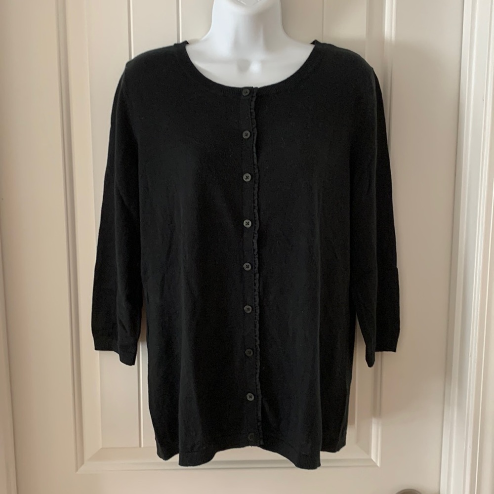 Banana Republic Black 3/4 Cardigan Lady Shirt Large